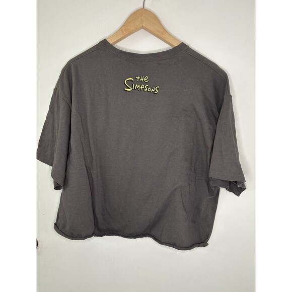 The Simpsons Graphic Shirt Women’s Size XLarge Gray Short Sleeve Cropped - Picture 3 of 3